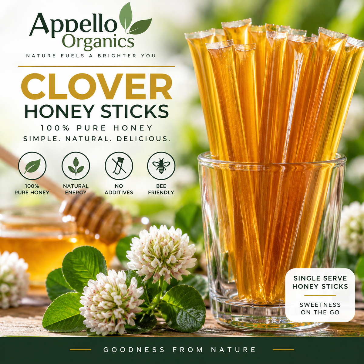 Appello Organics Clover Honey Sticks